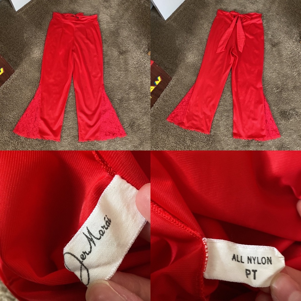 VTG 60’s THE MATADOR by JER MARAI Red Nylon Lace Pajamas - Picture 5 of 12
